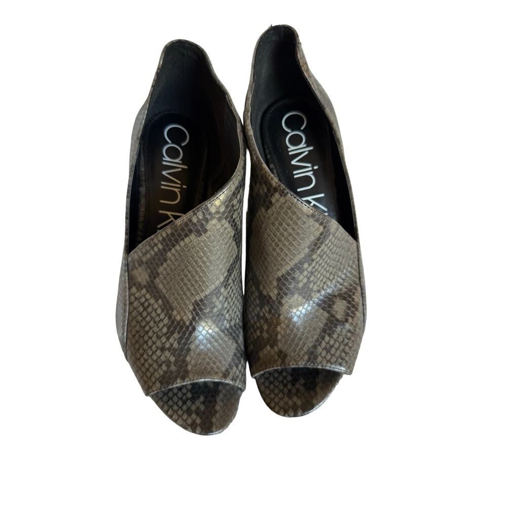 Calvin Klein Shoes Womens 9.5 Natassia Ankle Bootie Stiletto Heel 4" Snakeskin